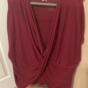 Super soft, wrap style, short sleeve sweater